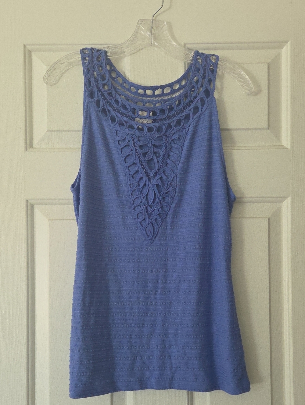 NWT Anthropologie Postcard Women’s Periwinkle Crochet Yoke Sleeveless Top